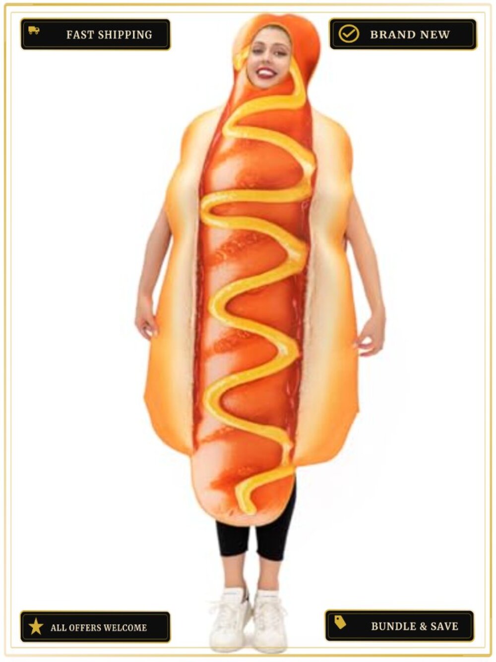 Adult Hot Dog Costume One Size Fits Most Full Body Halloween